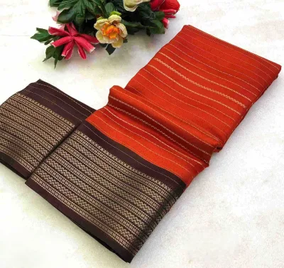 Moss Gold Zari Weaving Dual Shade Jacquard Border Saree